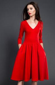Kasia Miciak rozkloszowana midi sukienka czerwona - 2832262501