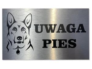 Tabliczka tablica Uwaga Pies aluminium na zewntrz - 2871013486