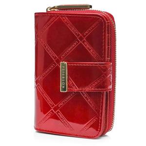 PETERSON portfel damski skrzany elegancki lakierowany P155 czerwony - 2876725023
