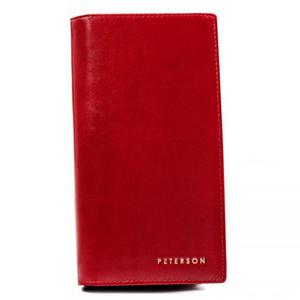 PETERSON portfel damski skrzany elegancki gadki matowy z suwakiem P173 czerwony - 2877147135