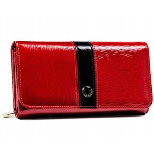 PETERSON portfel damski skrzany elegancki lakierowany P193 czerwony - 2877580824
