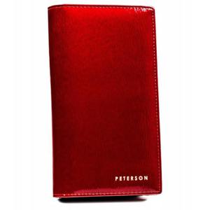 PETERSON portfel damski skrzany elegancki lakierowany z suwakiem P212 czerwony - 2878021871