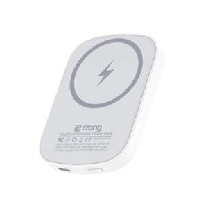 Crong MagSpot Power Bank - Bezprzewodowy power bank ultra slim z MagSafe 5000mAh, USB-C 20W PD (biay) - 2878093487