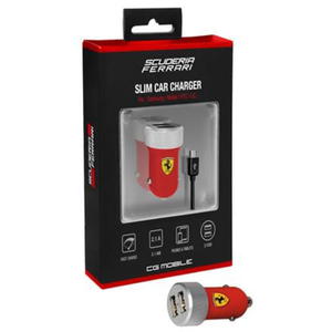 Ferrari Scuderia adowarka samochodowa 2.1A 2xUSB + kabel micro USB (czerwony) - 2822374304
