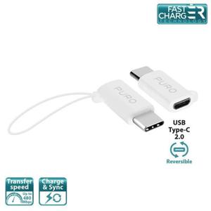 Puro Adapter Micro USB to USB-C - Adapter Micro USB na USB-C 2.0 do adowania & synchronizacji danych, 2A, 480 Mbps + linka bezpieczestwa (biay) - 2862391898