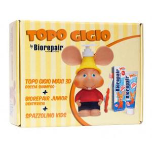 BIOREPAIR Junior - Zestaw Topo Gigio - pasta dla dzieci o smaku truskawkowym + szczoteczka + el do mycia ciaa i wosw - 2822698712