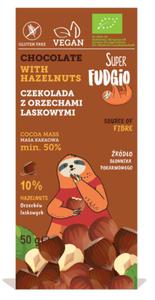 CZEKOLADA Z ORZECHAMI LASKOWYMI BEZGLUTENOWA BIO 50 g - ME GUSTO (SUPER FUDGIO) - 2860539977