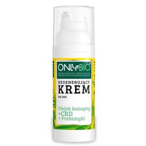 KREM DO TWARZY REGENERUJCY NA NOC OLEJEK KONOPNY + CBD + PREBIOTYKI ECO 50 ml - ONLY BIO - 2870347195