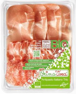 (SALAMI MILANO + KARCZEK DOJRZEWAJCY COPPA DI PARMA + SZYNKA PROSCIUTTO CRUDO) MIX PLASTRY BEZGLUTENOWE BIO 120 g - PRIMAVERA - 2872245410