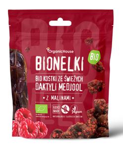 PRALINY DAKTYLOWE Z MALINAMI BEZGLUTENOWE BIO 50 g - ORGANIC HOUSE (BIONELKI) - 2874941975