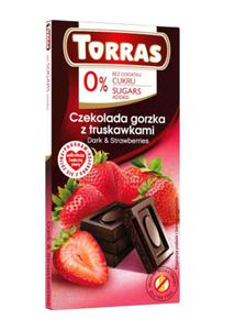 CZEKOLADA GORZKA Z TRUSKAWKAMI BEZ DODATKU CUKRU BEZGLUTENOWA 75 g - TORRAS - 2877016328