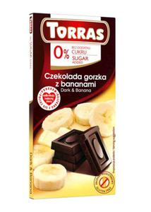 CZEKOLADA GORZKA Z BANANAMI BEZ DODATKU CUKRU BEZGLUTENOWA 75 g - TORRAS - 2877016331