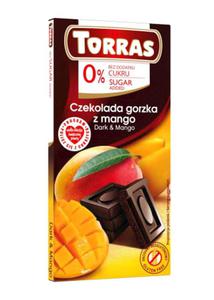 CZEKOLADA GORZKA Z MANGO BEZ DODATKU CUKRU BEZGLUTENOWA 75 g - TORRAS - 2877016481