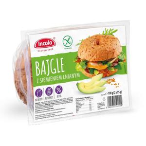 BAJGLE Z SIEMIENIEM LNIANYM BEZGLUTENOWE (2 x 95 g) 190 g - INCOLA - 2878140978