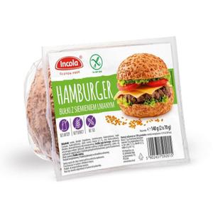 BUKI DO HAMBURGERW Z SIEMIENIEM LNIANYM BEZGLUTENOWE (2 x 70 g) 140 g - INCOLA - 2878140981