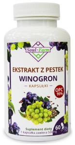 Pestki winogron ekstrakt 95% OPC 500mg 60 kapsuek Soul Farm - 2860536357
