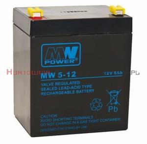 MW POWER Akumulator AGM 12V 5,0 Ah, przycze F2 6,3mm (6-9lat) - 2868396620