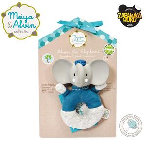 Meiya & Alvin - Alvin Elephant Soft Rattle with Organic Teether Head - 2861445794