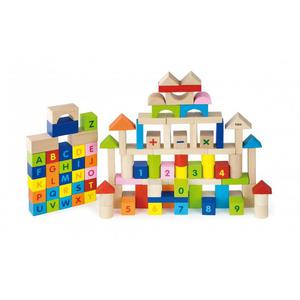 Viga Toys Klocki Drewniane Edukacyjne 100 elem. Cyferki Literki - 2861445074