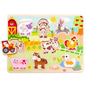 TOOKY TOY Drewniane Puzzle Farma z Pinezkami Do Dopasowania - 2861445103