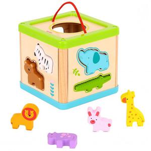 TOOKY TOY Drewniany Sorter Kostka Edukacyjna Zwierztka - 2861445110