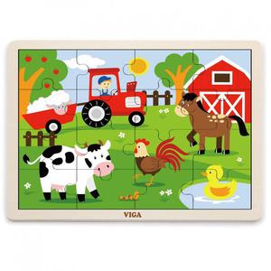 VIGA Drewniane Puzzle Farma 16 element - 2861443770