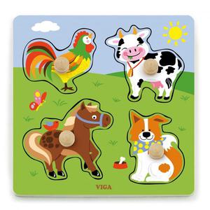 VIGA Drewniane Puzzle z Pinezkami Farma - 2862601434