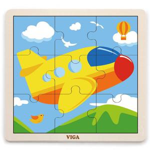 VIGA Porczne Drewniane Puzzle Samolot 9 elementw - 2864060930