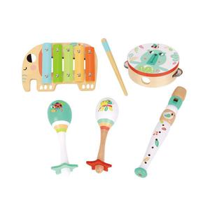 TOOKY TOY Zestaw Instrumenty Muzyczne dla Dzieci Cymbaki Bbenek Flet Marakasy w Skrzyni 6 el. - 2864173626