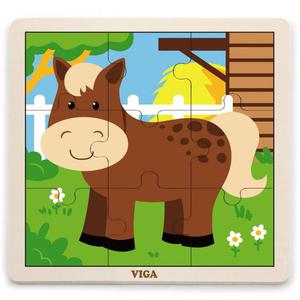 VIGA Porczne Drewniane Puzzle Konik 9 elementw - 2864173653