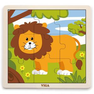 VIGA Porczne Drewniane Puzzle Lew 9 elementw - 2865500792