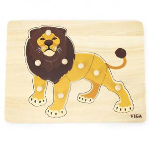 VIGA Drewniane Puzzle Montessori Lew z Pinezkami - 2866057297