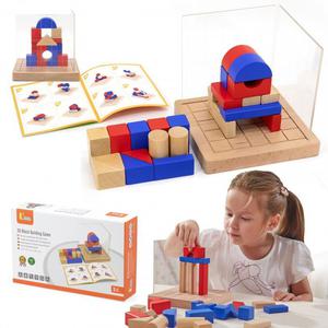 Viga Drewniana Gra Budowanie Klocki 3D Montessori - 2871770492