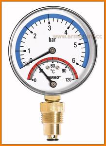 Termomanometr 80mm 1/2" 0-6 bar 120C radialny TM80R FERRO - 2860891145