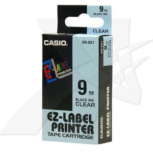 Casio tama do drukarek etykiet, Casio, XR-9X1, czarny druk/przezroczysty podkad, nielaminowany, 8m, 9mm - 2828180311