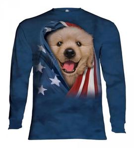 Patriotic Golden Pup - Long Sleeve The Mountain - 2861363626