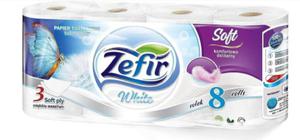 Papier toaletowy Zefir White 18m celuloza 3 warstwy-8 rolek - 2877387010