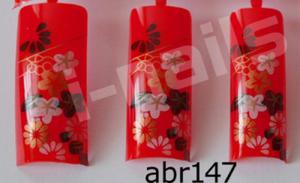 Tipsy Air-brush (Pre-Designed) abr147 czerwone w kwiatuszki Japan 20 szt. KK - 2859651112