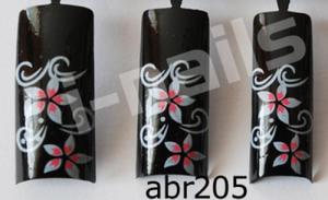 Tipsy Air-brush (Pre-Designed) abr205 czarne z kwiatami 20 szt. KK - 2859651114