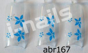 Tipsy Air-brush (Pre-Designed) abr167 biae i niebieskie kwiatuszki na tipsach clear 20 szt. KK - 2859651187