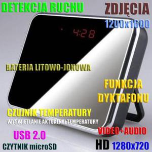 Szpiegowski Zegar Biurkowy, Nagrywajcy Obraz HD i Dwik + Detekcja Ruchu + Rejestrator Dwiku.. - 2837618758