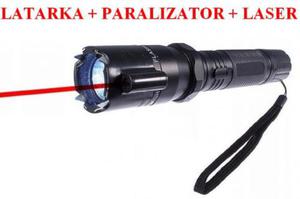 Latarka z Paralizatorem Obronnym (500 ty. VOLT!) + Czerwony Laser + Smycz na Rk. - 2837618949