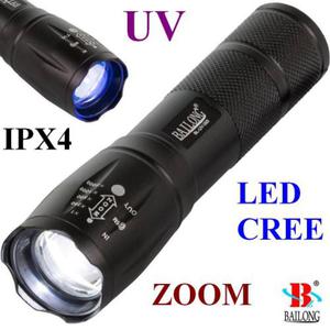 Metalowa Latarka Taktyczna LED CREE Bailong + Ultrafiolet (UV) + ZOOM + Akcesoria - Zasig do 500m!! - 2875642628