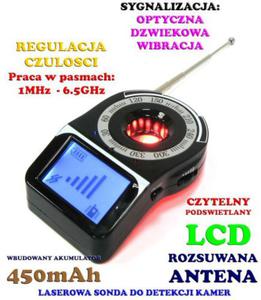 Laserowy Wykrywacz Podsuchw, Kamer, Podsuchw GSM, Lokalizatorw GPS... z Wywietlaczem LCD. - 2877010778