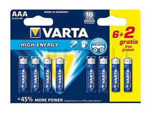 Bateria alkaliczna VARTA LR03 HIGH ENERGY 8szt./bl. - 2861198757