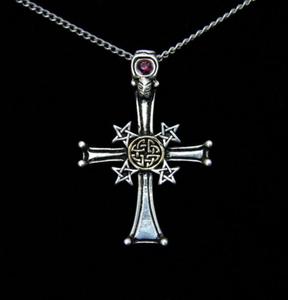 naszyjnik "Celtycki Krzy z Pentagramami", seria: Forbidden - amulet ochronny - 2878422362
