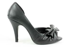 Czarne Szpilki Peep Toe Sexy - 2781064502