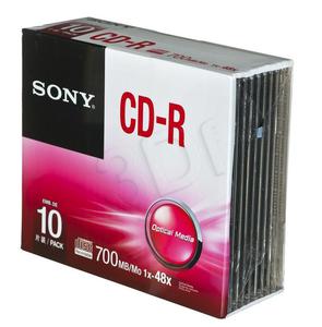 CD-R SONY 700MB 48X SLIM 10SZT 10CDQ80SS - 2826390871