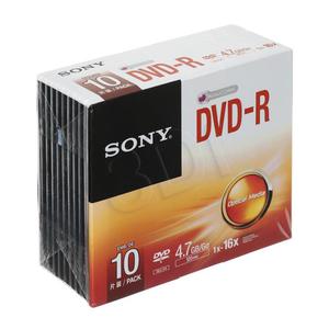 DVD-R SONY 4.7GB 16X SLIM 10SZT 10DMR47SS - 2826390881