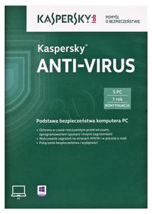 Kaspersky Anti-Virus 2015 Polish Edition 5D1Y upg - 2826391073